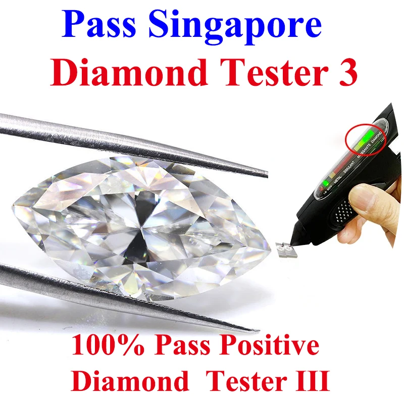 [Špeciálna kvalita] 100% priechod pozitívny diamantový tester 3 Round Emerald Marqusie Radiant Cut D VVS1 voľný moissanit laboratórny diamant