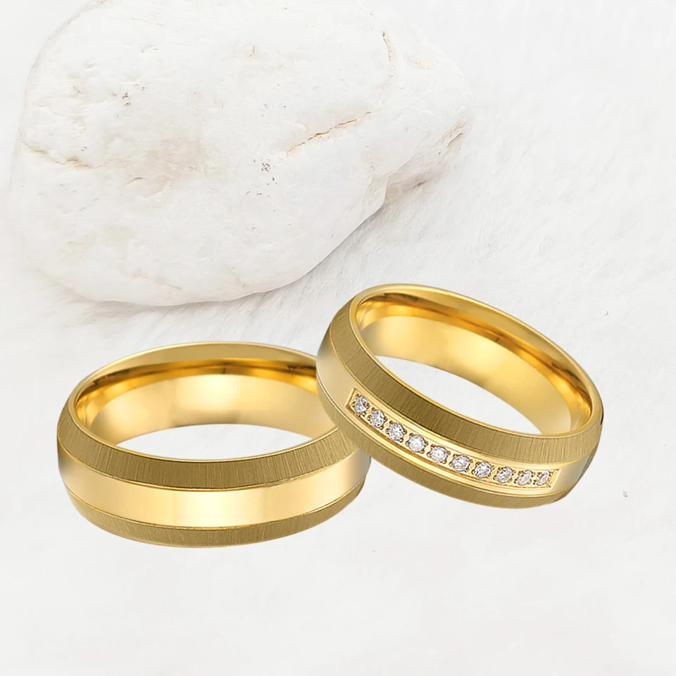 Šperky 18k zlatý prsteň Western His a jej 2ks svadobné zásnubné prstene Sady pre dievčatá páry z nehrdzavejúcej ocele