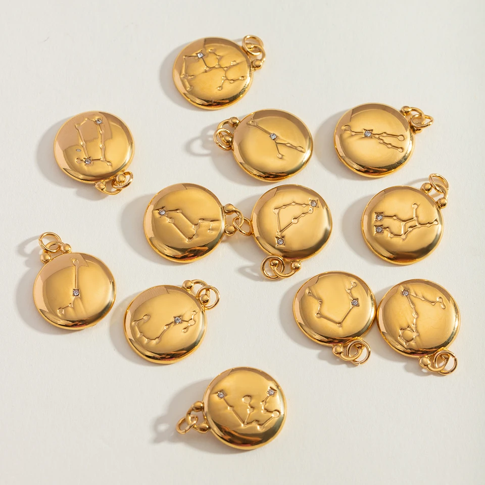 Šperky Dvanásť konštelácií 316L z nehrdzavejúcej ocele Shiny Sminestone Charms for DIY šperky výroby reverzibilného darček k narodeninám