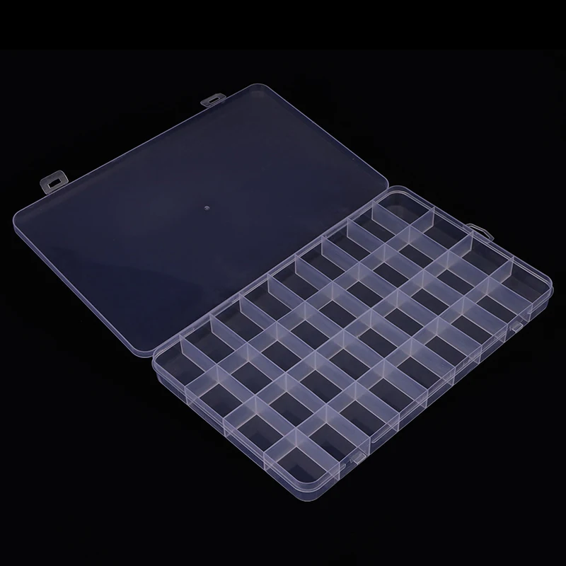 Šperky na náušnice s korálkami držiak na skrutku 32/36/36 Mriežkový priehradka Plast Plastre Transparent Storage Box Displej Organizátor Kontajner