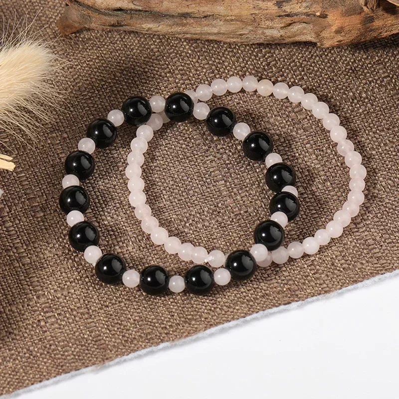 Šperky Rose Quartz Kamenný náramok pre ženy Men agates natiahnuté korálkové náramky Bangles mieru Láska šperky pár darčeky