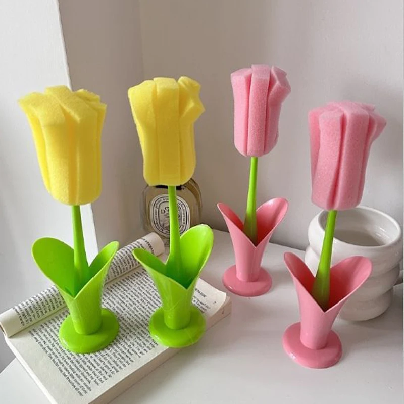 Špionáž Tulips Špionáž s kefou s dlhou rukoväťou kefou na čistenie fľaše na fľašu pre hrnček na hrnček/kŕmenie fľaše/hrnček termos/terma