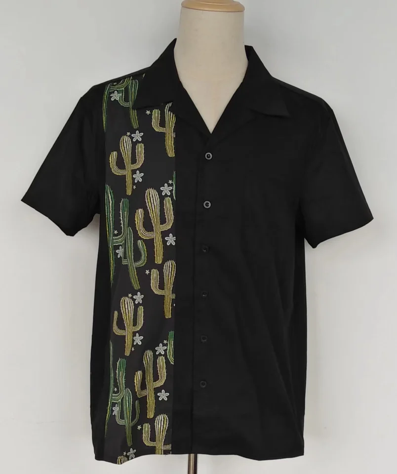 Špičková bavlnená kaktus vtipné košele unisex krátke rukávy Príležitostné blúzka Western Rock and Roll Summer Men košeľa