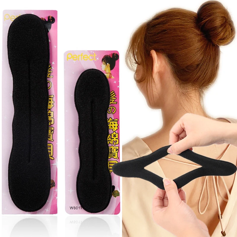 Špongie čierne vlasy Styling Donut Bun Curler Maker Ring Magic Foam Donut Twist Twist Tool Hair Clip Hair Curler Veľkosť 16 cm a 23 cm