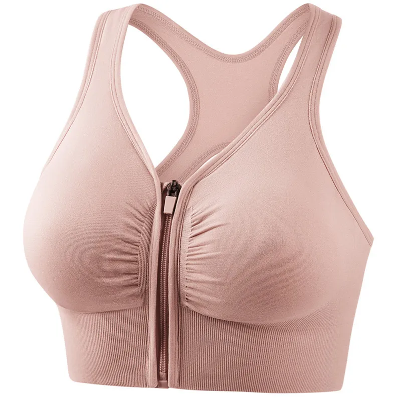 Športová podprsenka 1 kus plus, dámska plus plus zips front vyrezajte pretekár zadnú šok nepriestrelnú fitness podprsenku