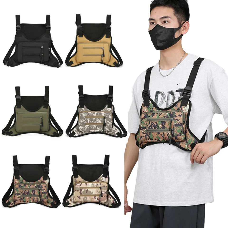 Športová vrecká s viacerými vreckami Fashion Sport Batoh nastaviteľný remienok na streetwear hrudník na beh na cestovanie