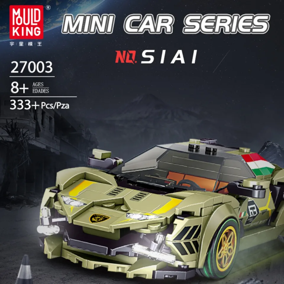 Športové auto Mold King Malé častice stavebné bloky Zostavené hračky s akrylovým výstavným puzdrom model chlapci darček
