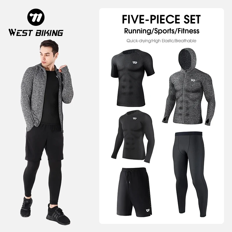 Športové telocvičňa Fitness Tracksuit Pánske bežecké súpravy kompresné basketbalové spodné prádlo jogging športové obleky oblečenie suché fit