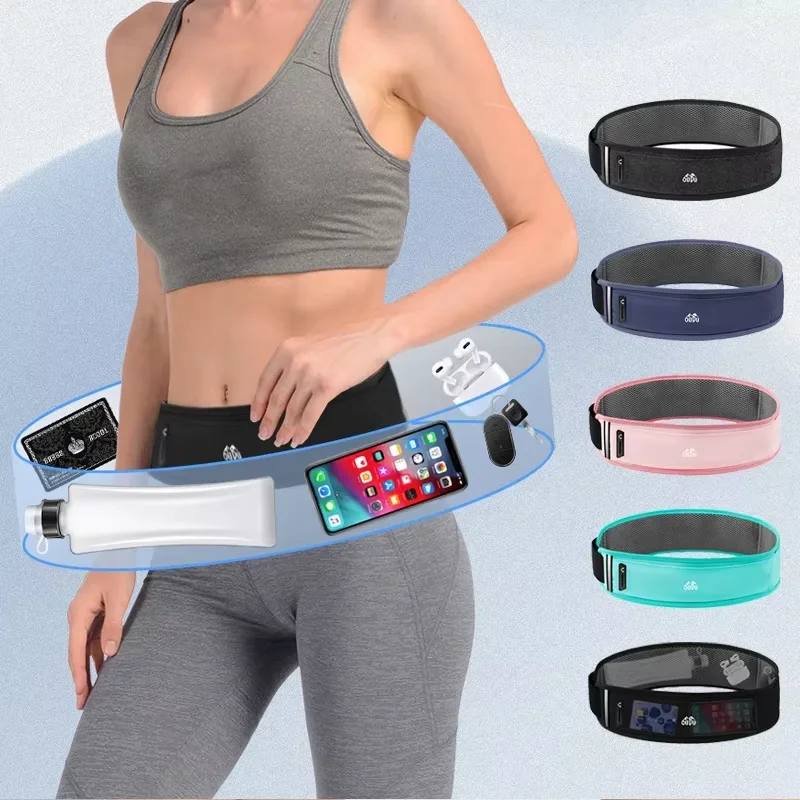 Športový nastaviteľný opasok Vodotesný reflexný pás bežecký pás vrecka na telefón Peňaženka Cyklovanie Fitness marathonova telocvičňa s fľašou s vodou