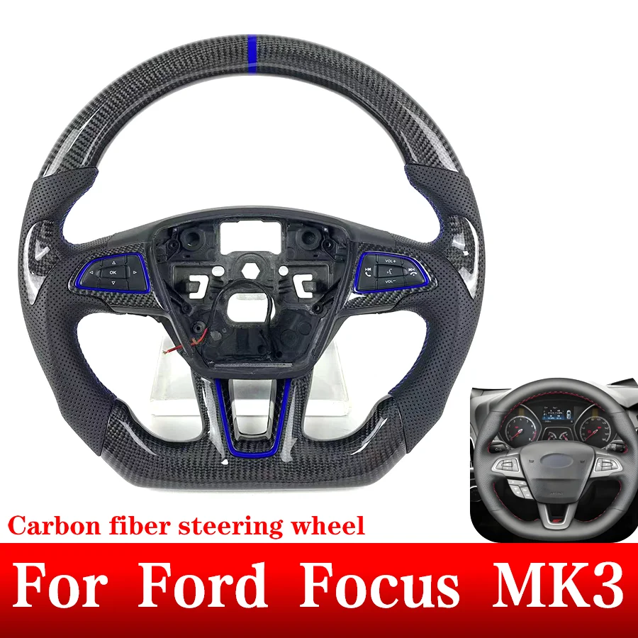 Športový štýl prispôsobenia pre Ford 2015 2016 2017 2017 2018 Focus MK3 Focus RS St St Uhlíkové vlákno volant Perforovaná koža