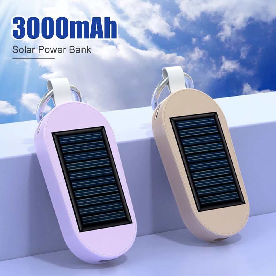 Štartér skoku so solárnou energiou 3000 mah (Rýchle nabíjanie typu C pre iPhone bezdrôtovú nabíjačku pre externú kľúče