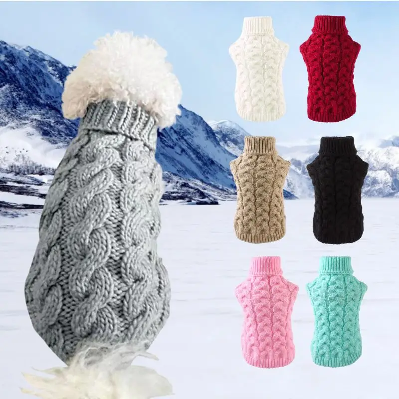 Šteniatka Svetre pre malé stredné psie mačky odevy zimné teplé domáce zviera Turtleneck Chihuahua vesta Soft