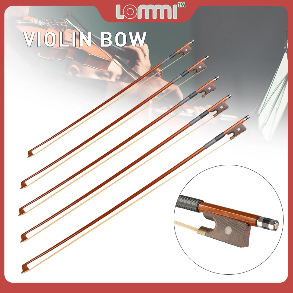Študent Lommi Brazilwood Husle Bow Stick Fiddle Bow husľový luk 4/4 3/4 1/2 1/4 1/8 prírodného luku mongolia vlasov rovný luk