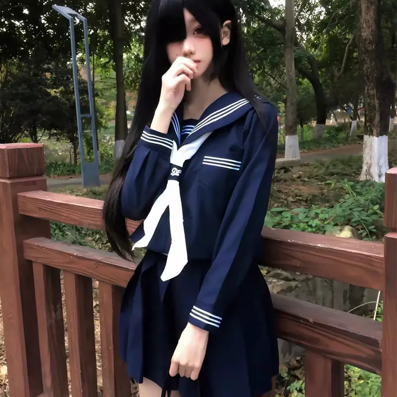 Študentka JK Uniforma Dámska stredná škola Kórejská čínska škola Uniformy námorníckeho oblečenia Navy Sailor Strue Ruckve Suit Japan Seifuku Girl