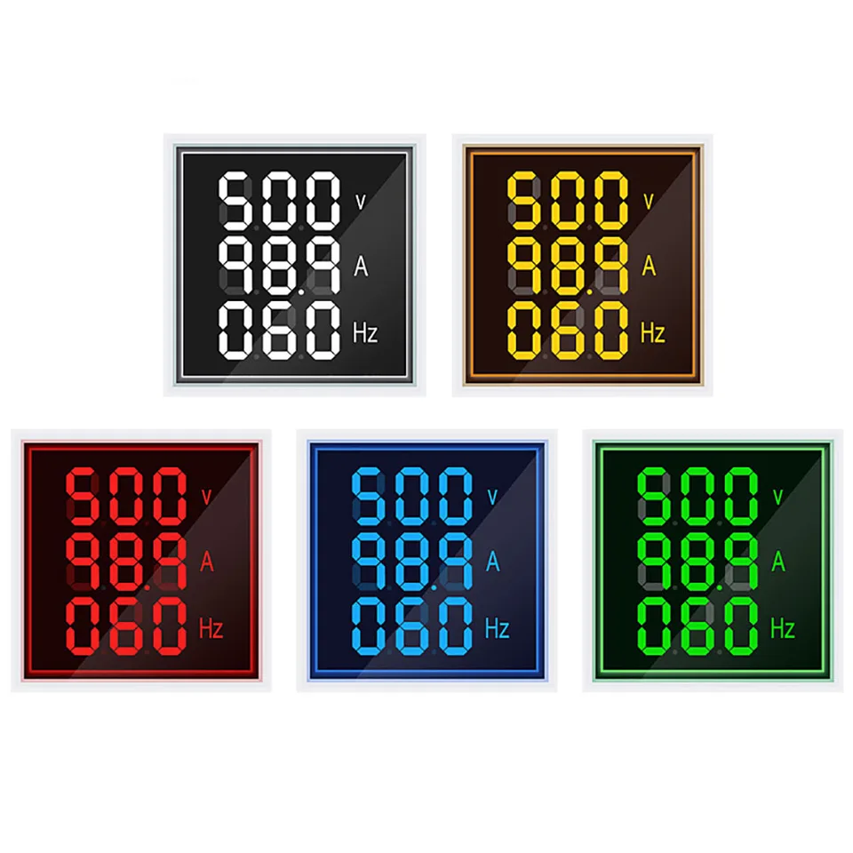 Štvorcový LED digitálny voltmeter Ammeter Hertz Meter AC20-500V Signálne svetlá napätia Frekvencia frekvencia Combo meter tester indikátor