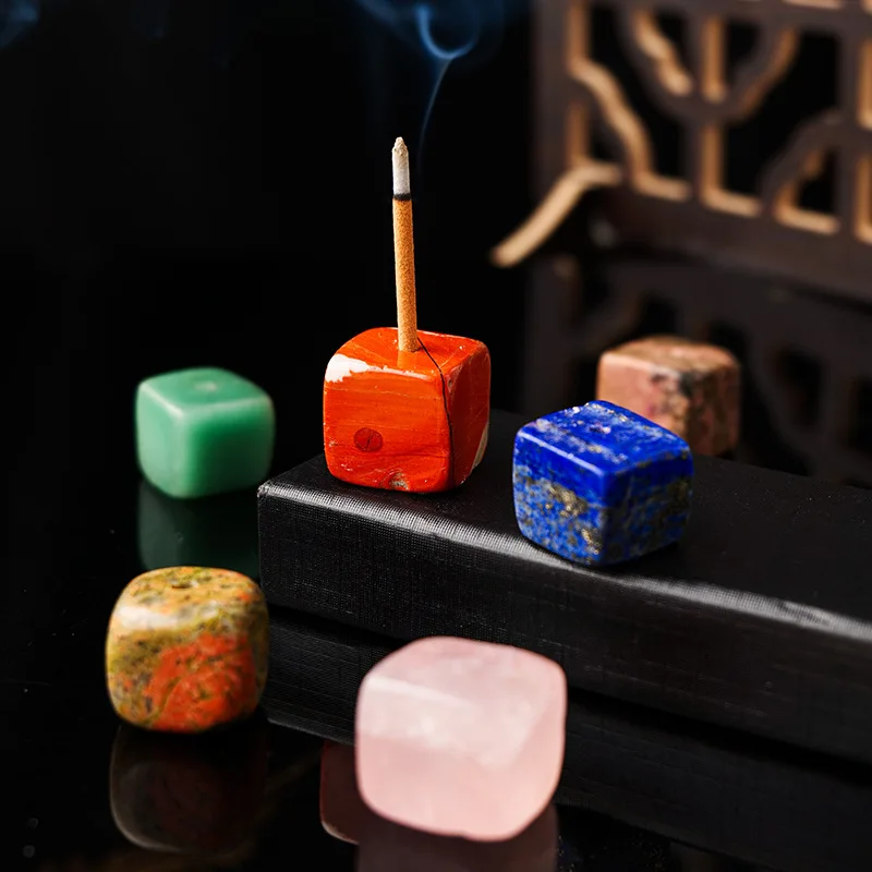 Štvorcový prírodný gemstone kadidlo horák aparáty Crystal Rose Quartz Ametyst kadidla držiteľa základňa aromaterapeuta liečivá dekorácia