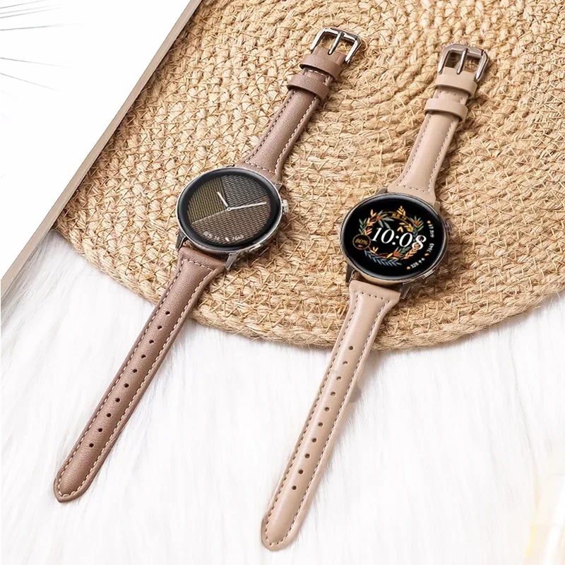 Štíhly kožený popruh pre Samsung Galaxy Watch 7/Fe/6/5/5 Pro/4 Classic/Active 2 20 mm 22 mm športový náramok Huawei Watch GT 4-3 Band