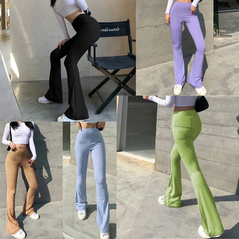 Štíhly vysoký pás Capris Sexy zvončekový dno Flare pančucháče Solid Hot Y2K Dámske oblečenie e dievča estetické módne streetwear žene nohavice