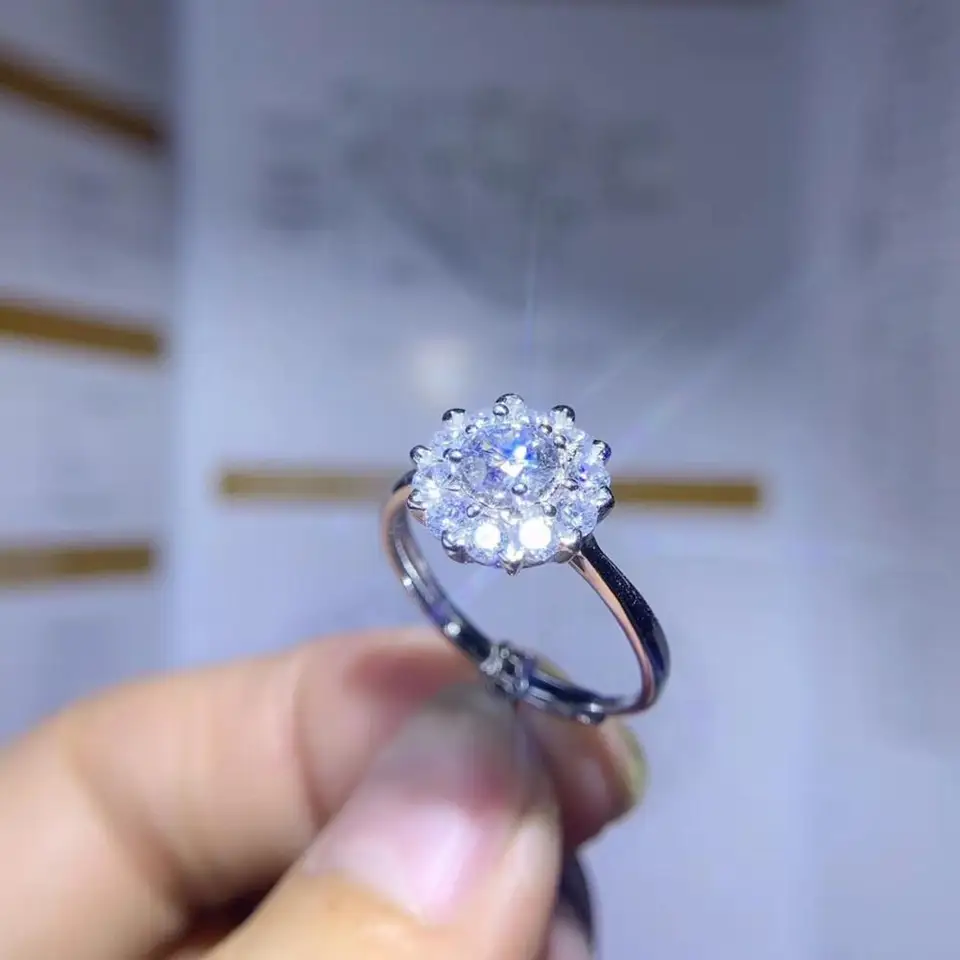 šumivý moissanský drahokam prsteň pre ženy darček klenot lesklý lepší ako Diamond Real 925 Strieborný zásnubný prsteň