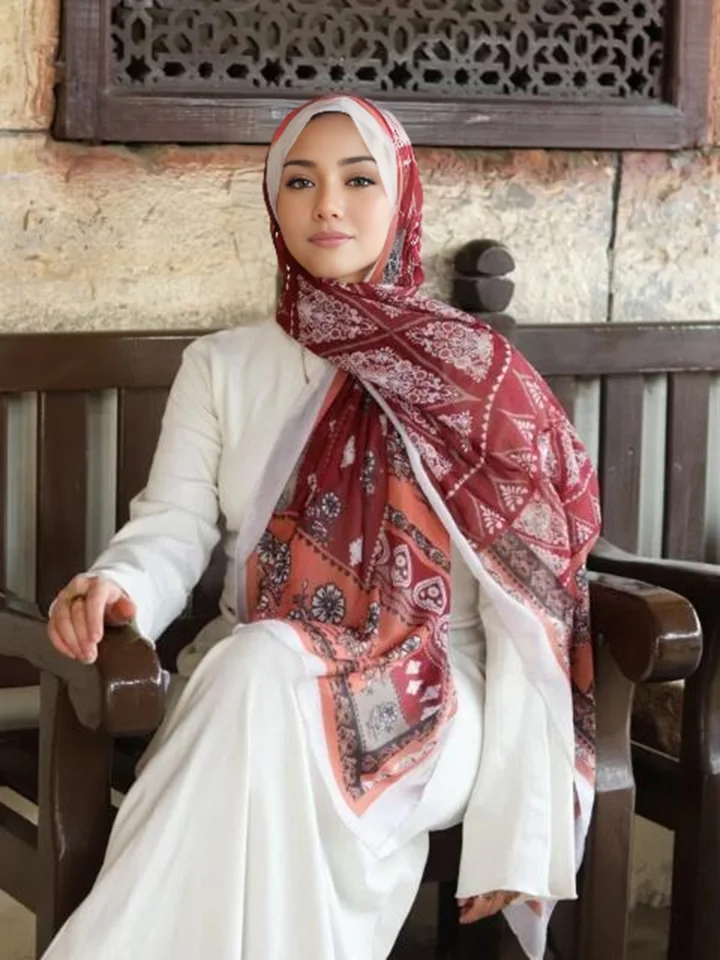 Šál prémiový islamský dar Ramadan Turban Pashmina šifo tlačený akvarel voile šál Islam Solim moslim