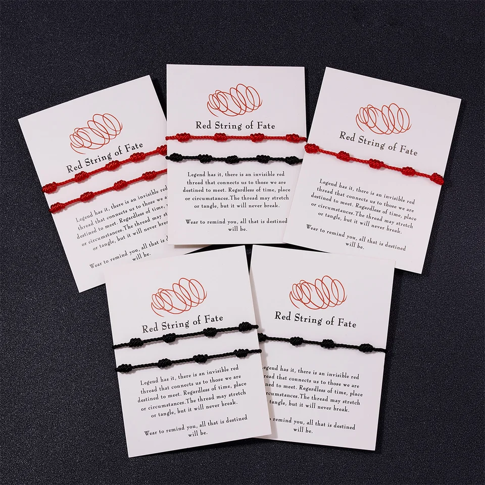 Šťastné 7 uzlov Red String Náramky pre ženy ručne vyrobené ručne červené čierne lano reťazec veľa šťastia amulet náramok
