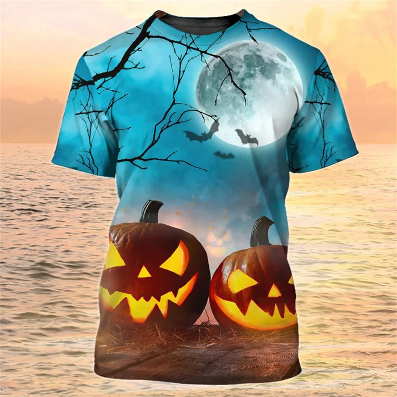 Šťastné Halloween Pumpkin Tričko 3D tlačené farebné okrúhle krk tričká Men Deti Krátke rukávy Topy Nadmerné tričko Street Tee tričko
