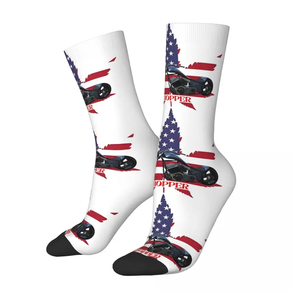 Šťastné vtipné motocyklové konope America Pánske ponožky Vintage Harajuku západné pobrežie Choppers hip hop novinky Novinka príležitostná posádka Crazy Sock