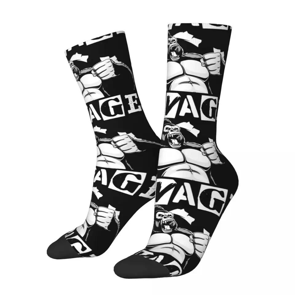 Šťastné vtipné mužské kompresné ponožky Esenciálne vinobranie Harajuku King Kong Movie Monster Street Štýl novinky Crew Crew Sock