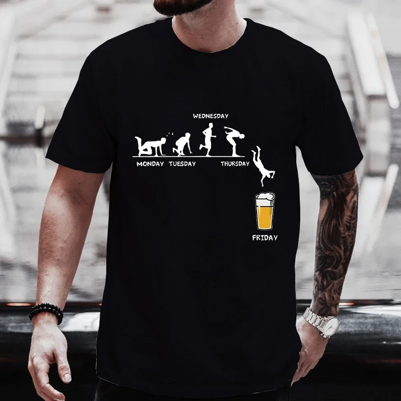 Šťastný piatok Deň piva tričká pre mužov Funny Graphic Y2K Tops Place Friends WEEKONT SLOŽNOSŤ SLOŽKA ZÁVERE PARTY PIDING Team Tees
