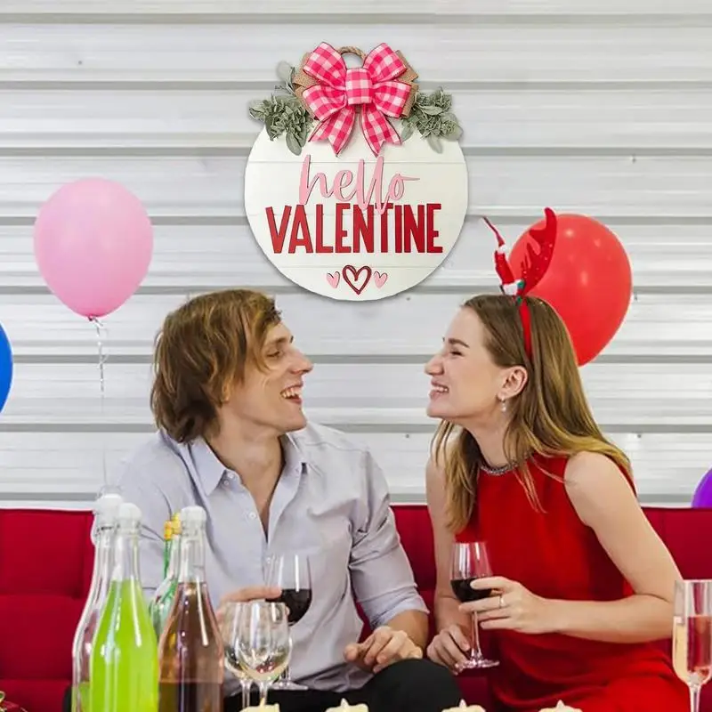 Šťastný valentínsky deň podpis dvere Valentines Day vence pre predné dvere 11.8 palcov Drevené Hello Valentines Day Sign for Indoor