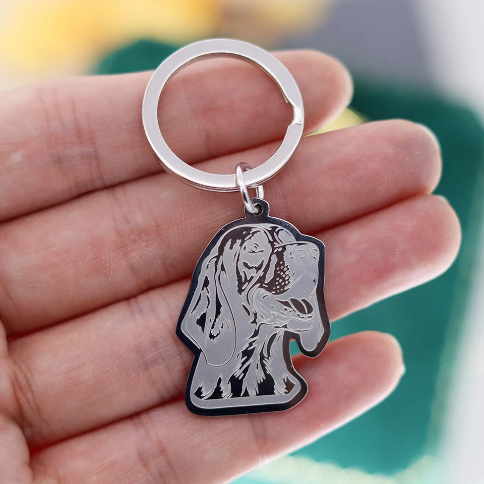 Šťastný úsmev Bloodhound Dog Nerezová oceľ prívesok karikatúra Detské detské darčeky Klánu