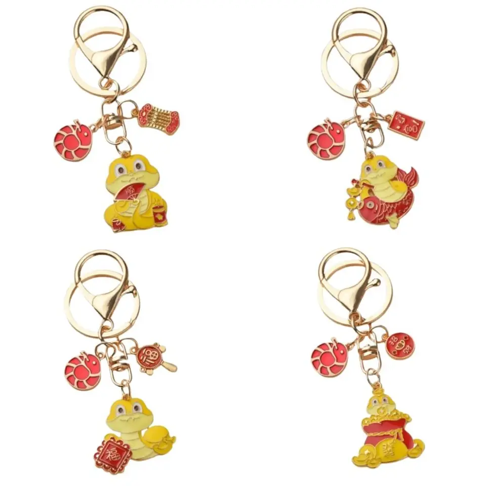 Šťastný šťastný had rok Keychain Čínsky štýl bohatstvo Nový rok Key Ring Jewelry Bag Charm Cartoon Snake Pendant Rok čínskeho