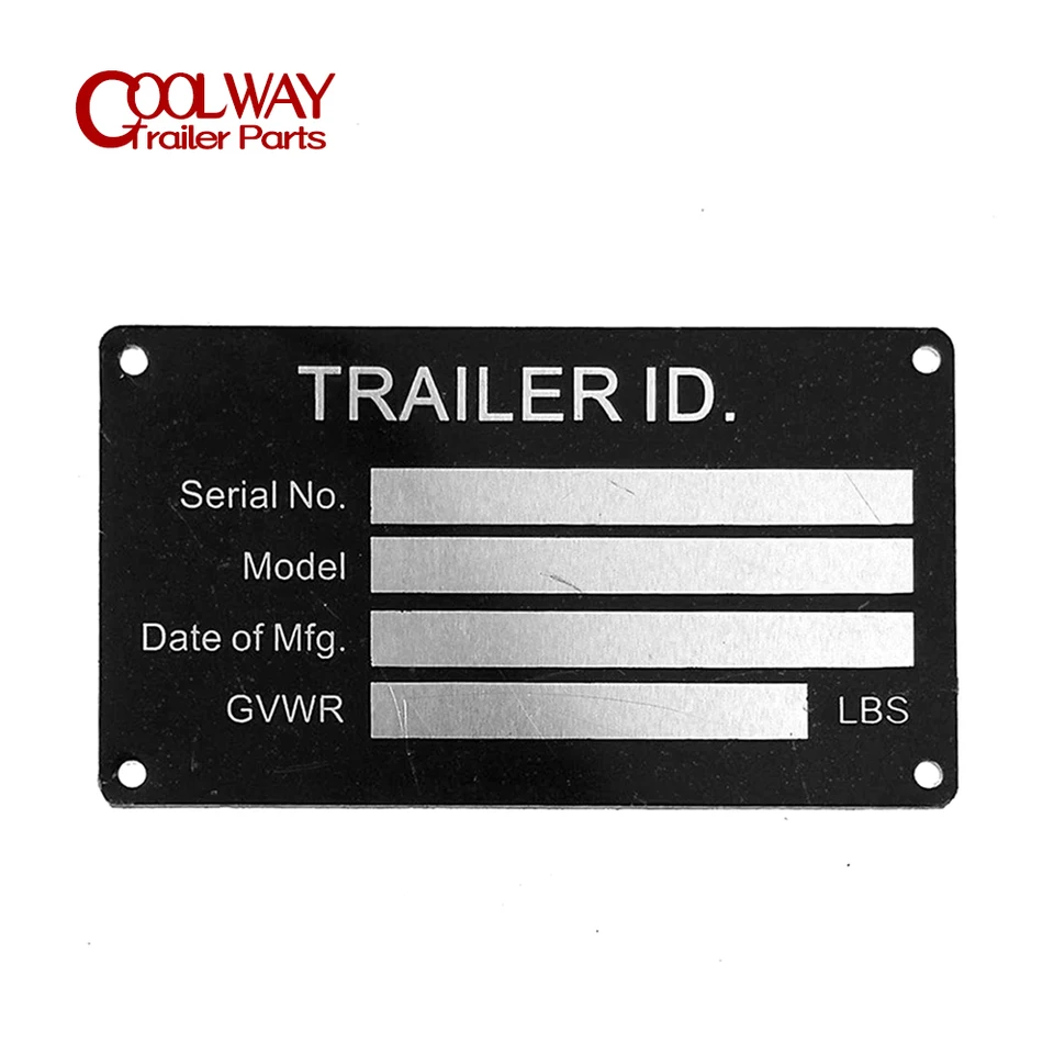 Ťažko -hliníkový príves ID značky Vin Plate Serial GVWR Medical Plant Pooted Confekt RV diely Camper Accessories