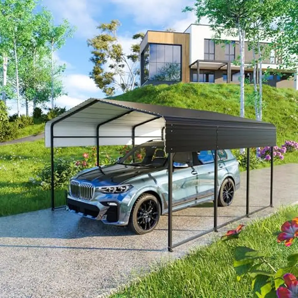 Ťažká povinnosť 10*15 stôp kovového prístrešku Balozizovaná oceľová strešná strecha vonkajšia garážová loď auto nepremokavá terasa Bezpečné ľahké