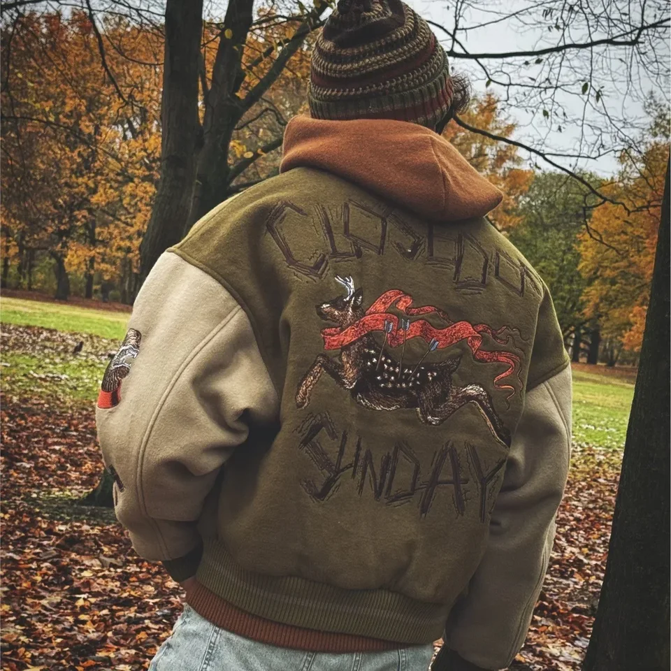 Ťažká vyšívaná bunda TIDE ZAMESTNANÁ SUNDUNDAL AMERICKÝ RETRO Hiphop Baseball Let