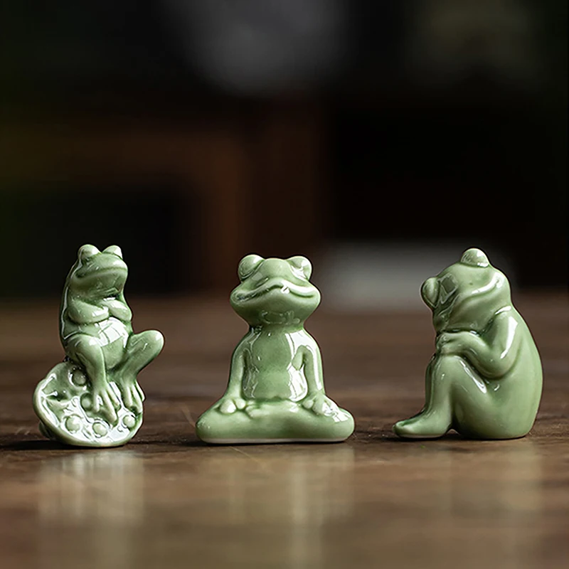 Žaba figúrky jogy zen dekor porcelánové emócie žaba Miniatúrna pracovná plocha keramika Meditácia žaba