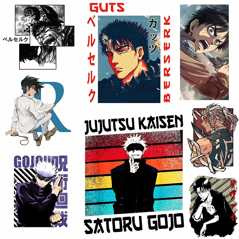 Železná nálepka pre oblečenie Japonci Manga Cartoon Trend DTF Tričko Men Patch Hoodie Jacket DIY umývateľ