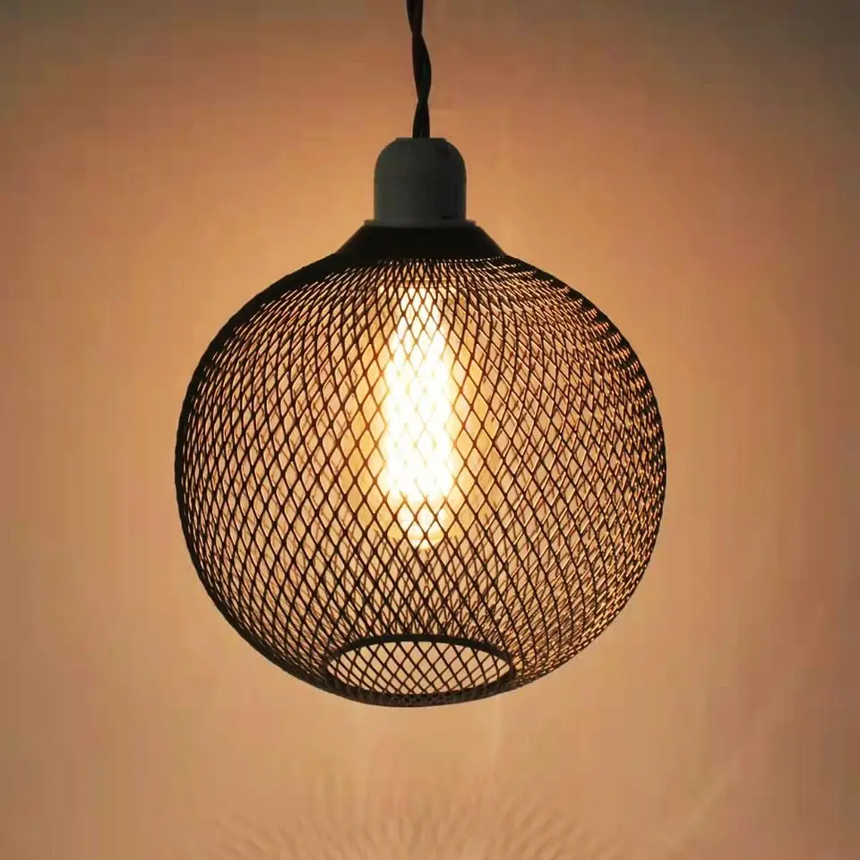 Železná prívesok odtieň odtieň čierna vynikajúca lustrová lampa klasický vintage geometrický tieň svetlo obal Hot Pot Shop