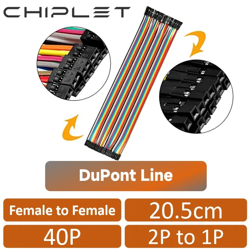 Žena až žena 2p až 1p jumper 2 mm až 2,54 mm 40p pásový kábel Pedál DIY 20,5 cm Dupont Arduino Arduino