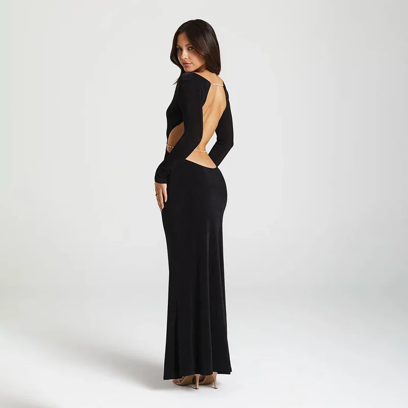 Žena backless dutina out out curve čierne večerné šaty Bodycon maxi šaty ženské večerné oblečenie sexy elegantné vestidos čierne biele