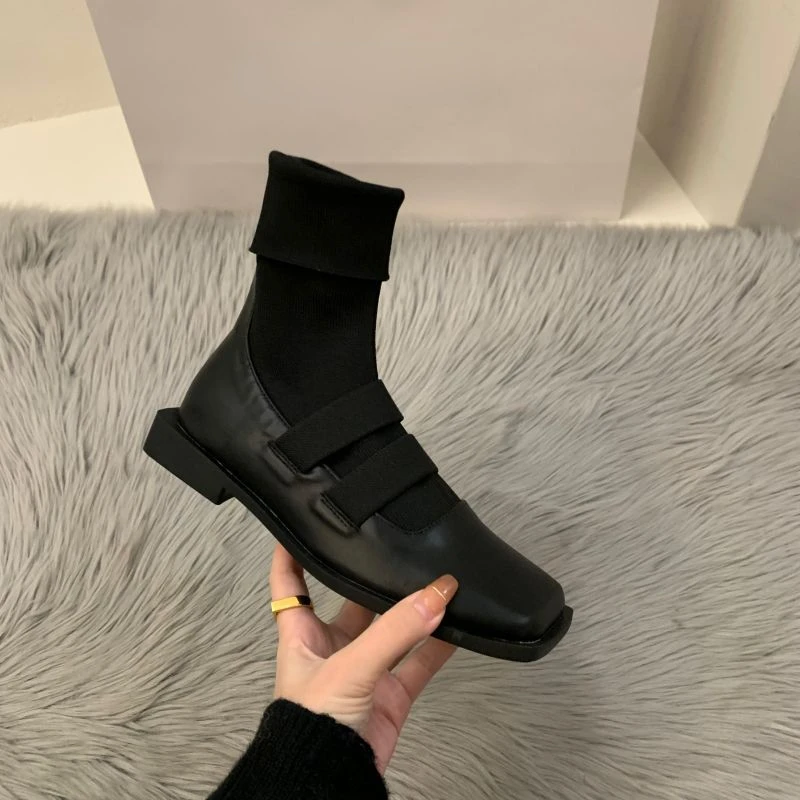 Žena Chelsea Boot Fashion Slip On Ladies Comfort Plochá krátka topánka topánky Čierna patentská koža Ženy Zimné obuv Fešníky topánky