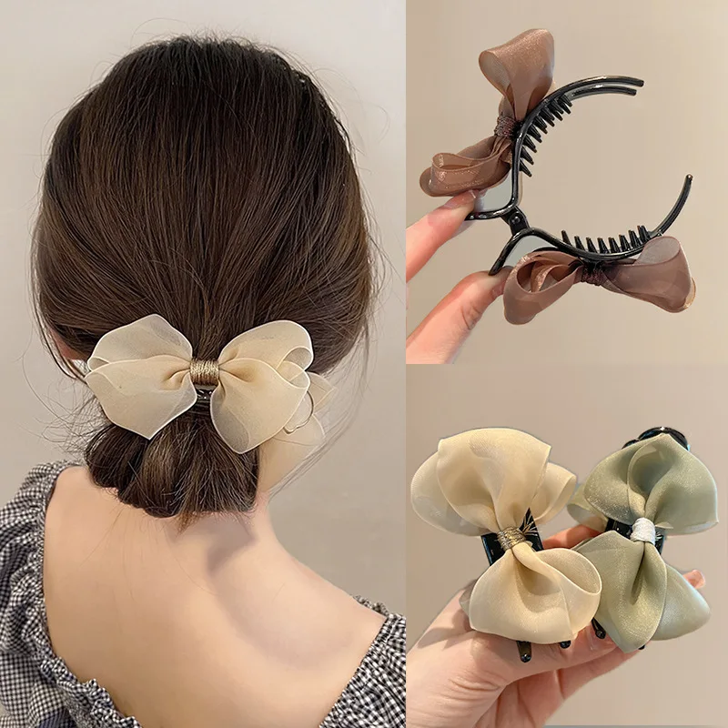 Žena Hair Bun obojstranne gázový luk