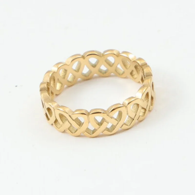 Žena High End PVD Solitaire Dutiny Srdce Ring Gold Color Color Crinless Ocel Prsteň pre ženy, ktoré nie sú poškodené