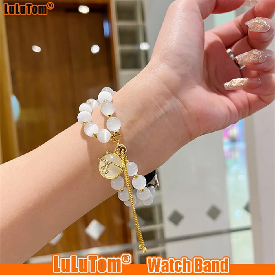 Žena náramok pre Xiaomi Mi 8 Strap Miband 7 6 5 Luxusný jade korálkový náramok Mi Band 8 3 4 Popruhy Smartwatch Šperky doplnky