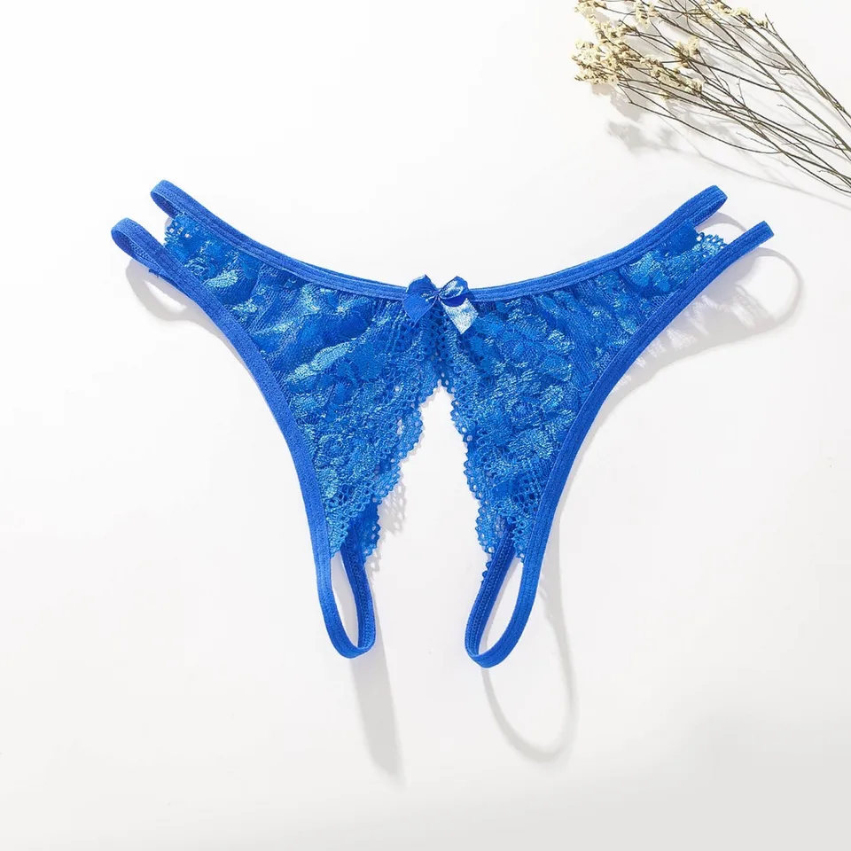 Žena Otvorená rozkrok čipky nohavičky Sexy dámy Tanags G-String Crotchless Thongs Transparentné spodné prádlo erotické spodné prádlo XL XL