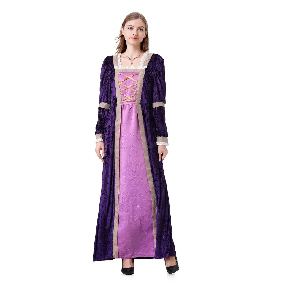 Žena Stredoveká princezná s dlhým rukávom tuniky Royal Queen Cosplay retro dlhé šaty Halloween Dress-up dráma pódium outfit
