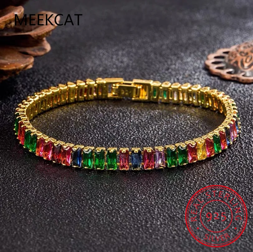 Ženské náramky Topaz 925 Sterling Silver Deep Sapphire Color Gemstone náramok pre študentské dievčatá darček k narodeninám