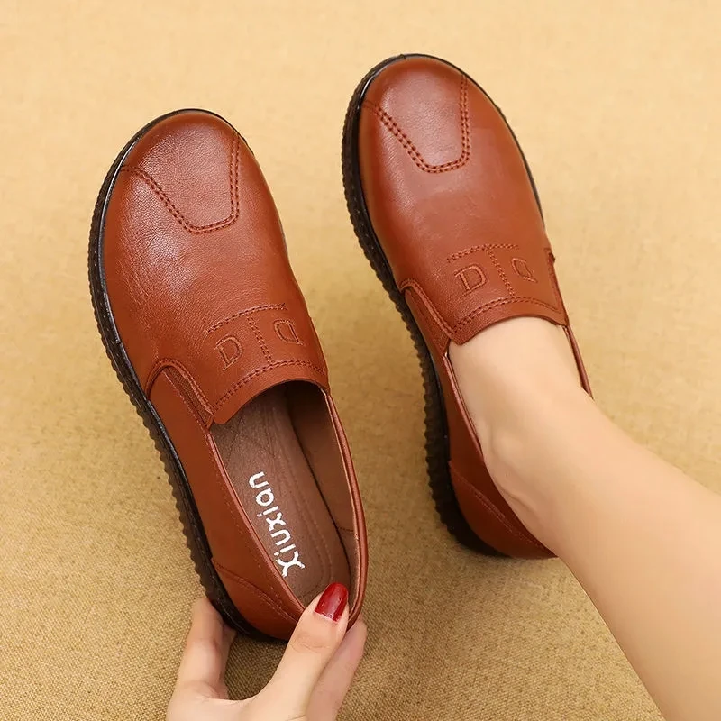 Ženské retro kožené byty Pohodlné loaferové dámske byty vintage y2k topánky pre dámy príležitostné mokasíny Zapatos mujer