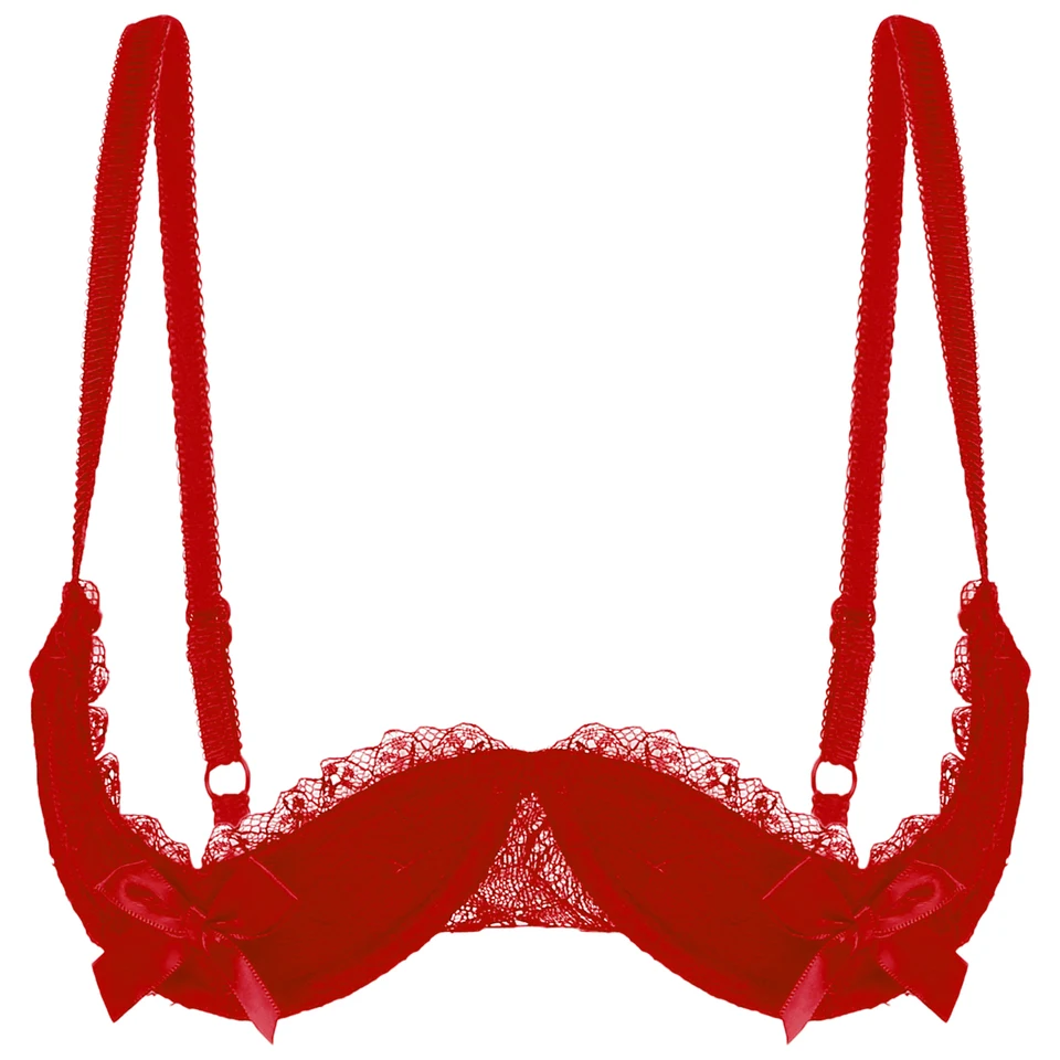 Ženské čipky spodné prádlo Sexy Half Coup Holé exponované prsia Polded s podstúpeným pushou hore podprsenky