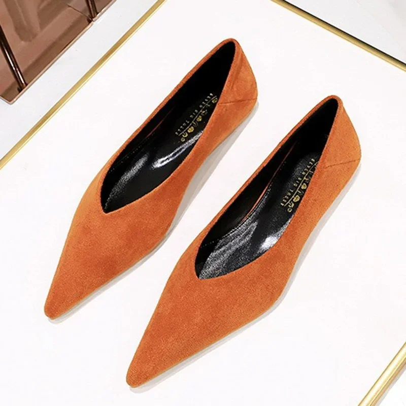 Ženy 0,5 cm nízke podpätky voľného času mimo bytov Flats ženský módny semišový povrch nízke podpätky Lady Sexy večerný večierok Slip na ploché topánky